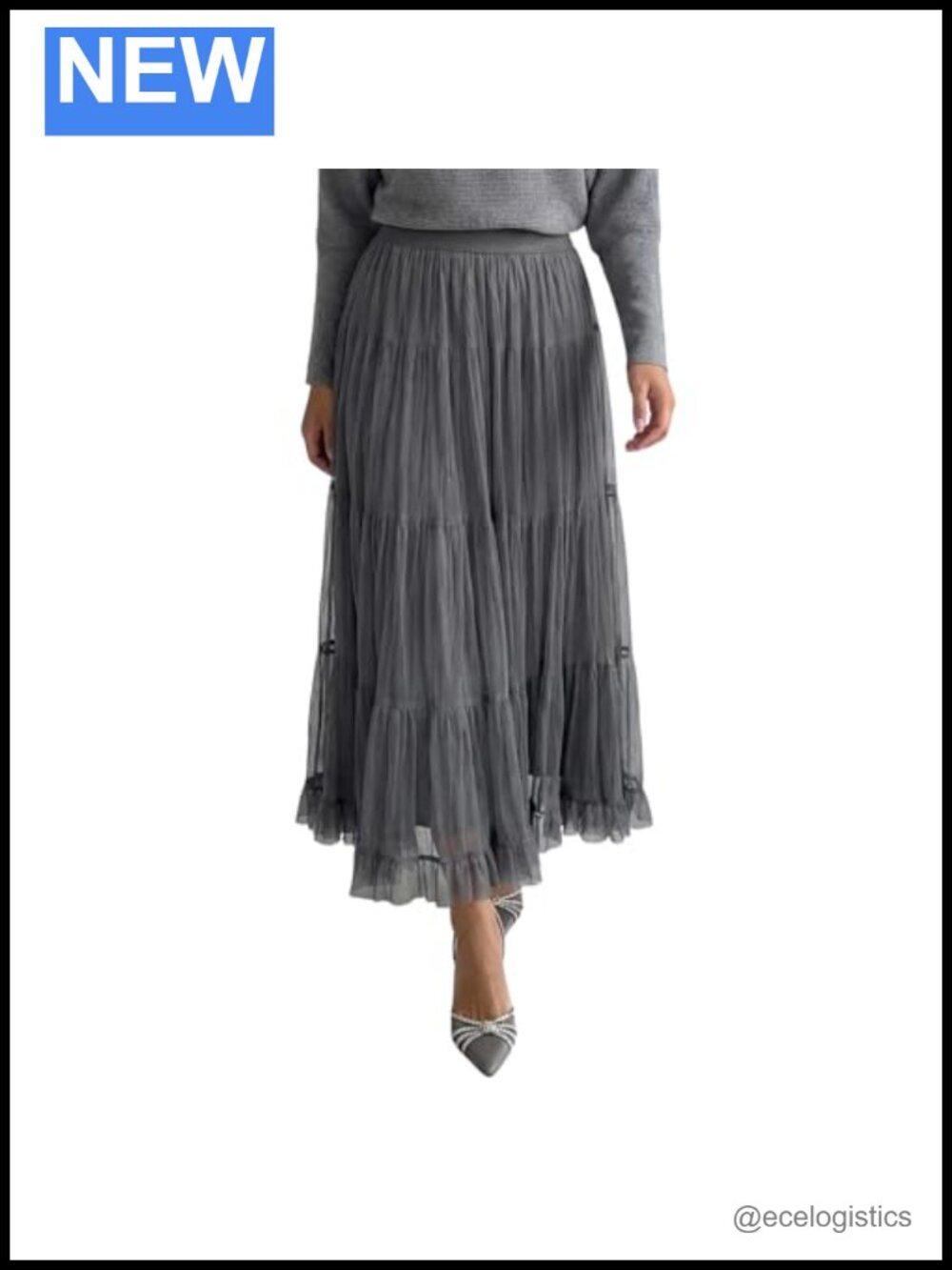 Pleated Tulle Maxi Skirt Reversible Layered Tutu Mesh Flowy Long